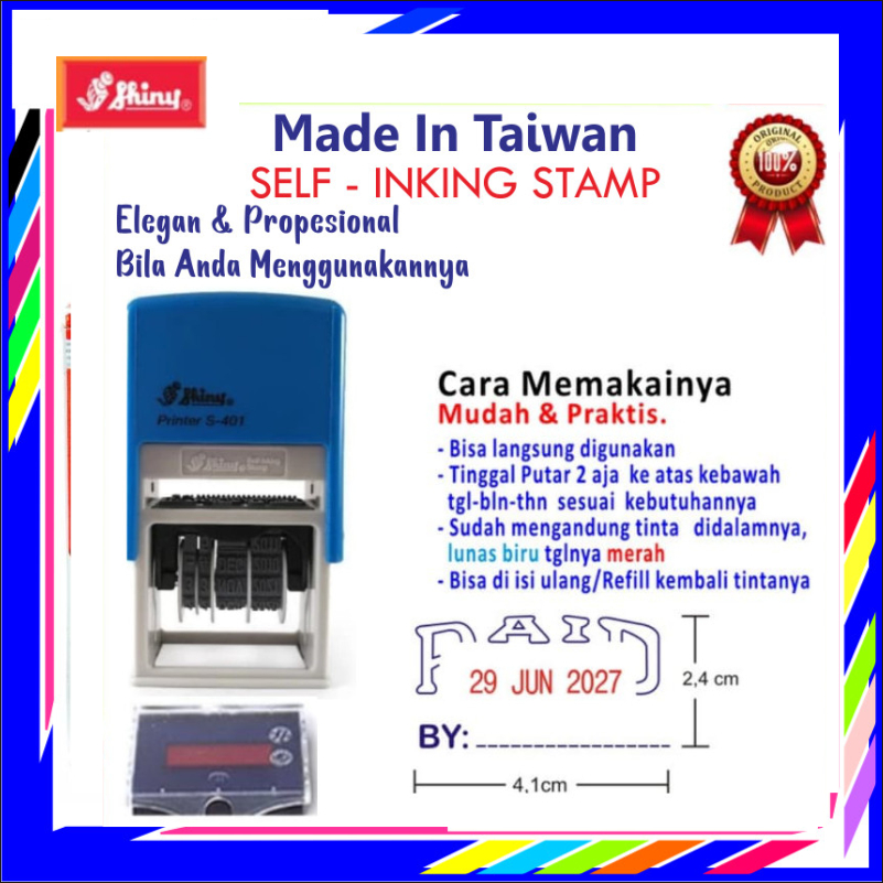 

STEMPEL PAID TANGGAL SHINY S-401 OTOMATIS TOKO KANTOR TINTA - TINTA SHINY