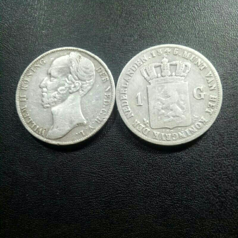 koin 1Gulden raja wilem 2 bahan perak