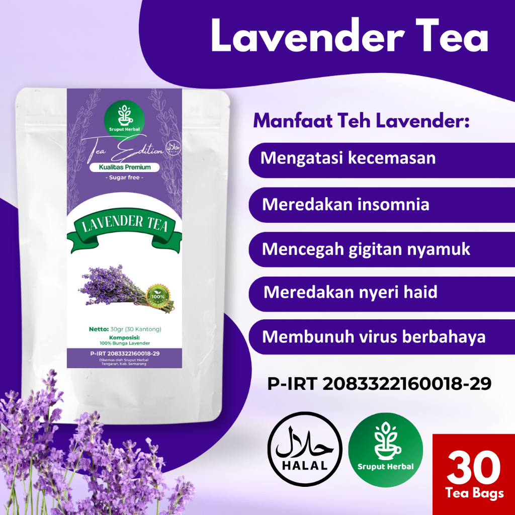

Lavender Tea | Teh Lavender Mengatasi Insomnia | Teh Anti Insomnia 30 Kantong (30 Tea Bag) COD
