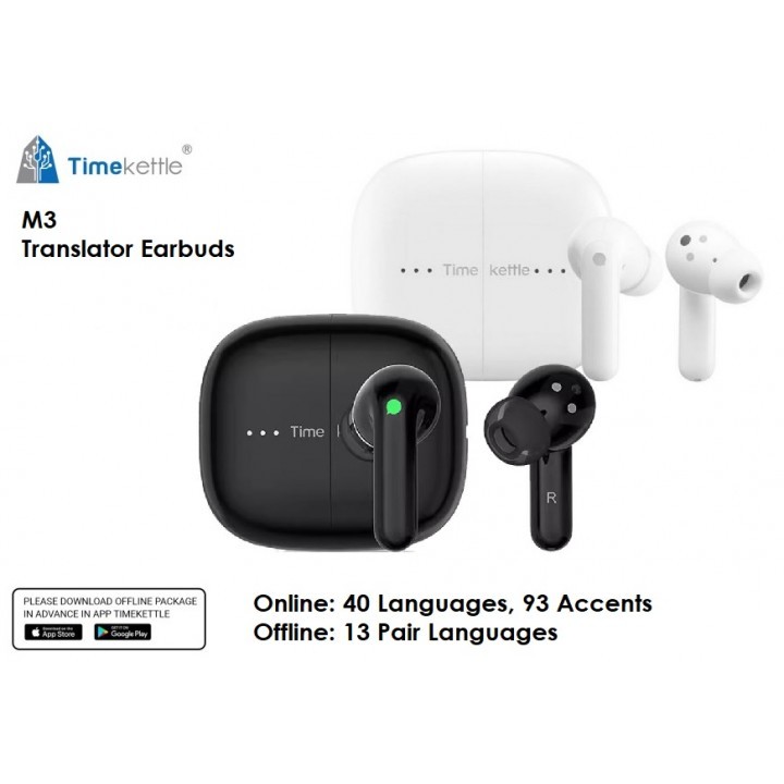 TIMEKETTLE M3 Translator Earbuds OFFLINE - Penerjemah Bahasa Asing