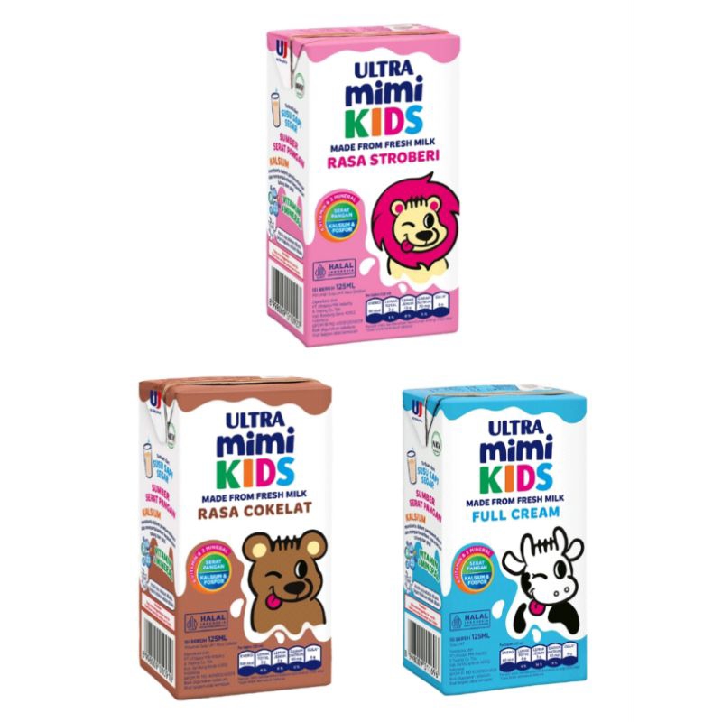 

ULTRA Mimi Kids Susu UHT Full Cream/Coklat /Stoberi 125 ml