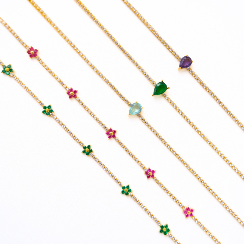 Tennis Necklace Flower Choker