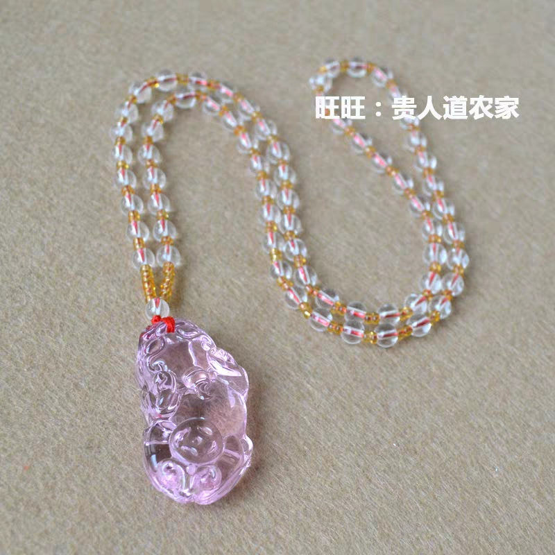 Kalung Pixiu Batu Natural Rose Quartz Pria Wanita