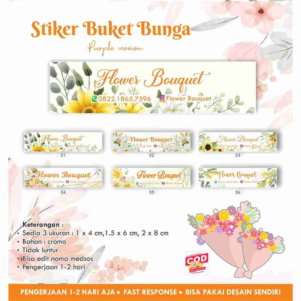 

[145 pcs] Stiker Bunga / Buket / Bouquet / Flower ORANGE version