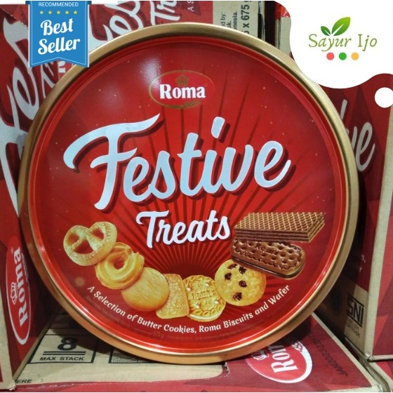 

ROMA Biskuit Festive Treats 675 Gram / Kaleng Biscuit Wafer Butter Snack Kue Kering Cemilan Instant