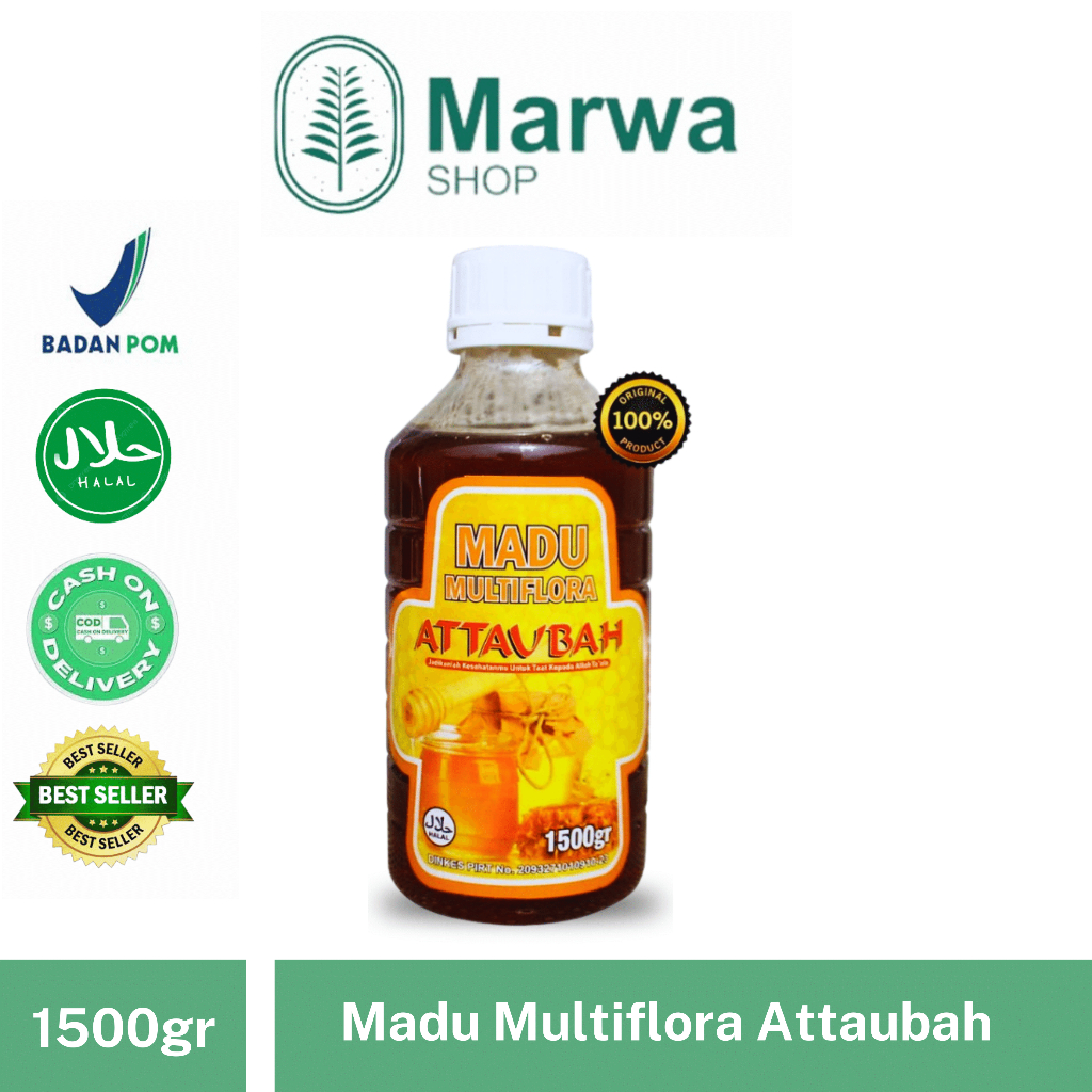 

Madu Murni Asli 1,5 Kg Multiflora Attaubah l Multiflora Nusantara Terbaik Original