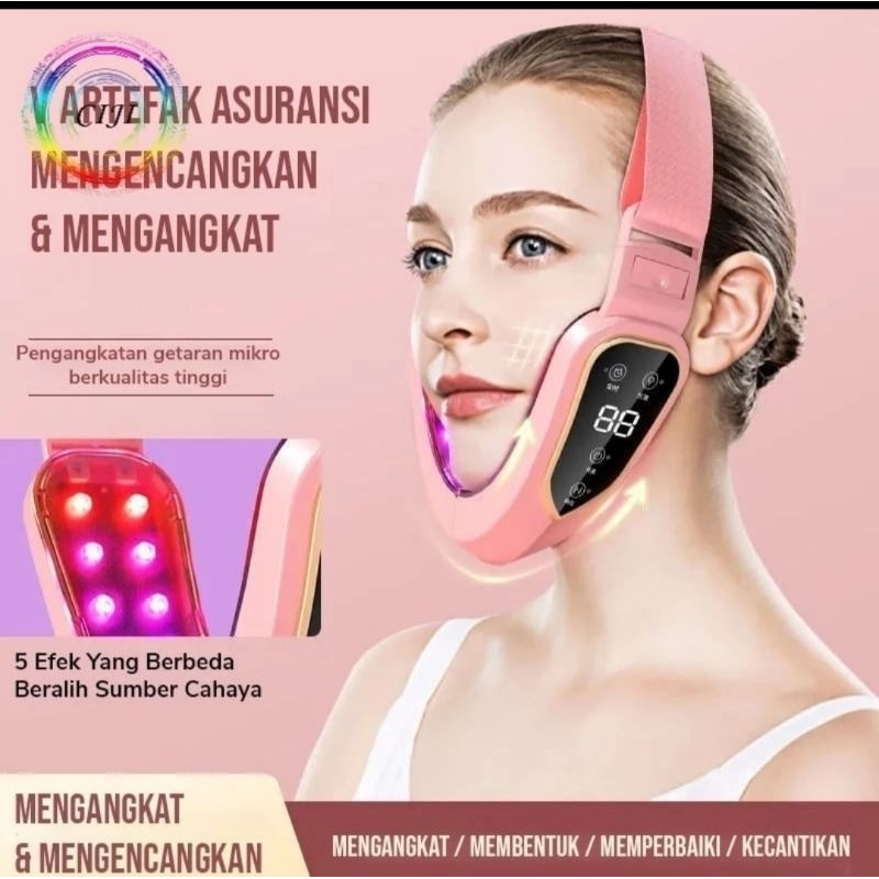 Face Electric Penirus Pipi Wajah Dagu Dengan 5 Mode Getaran/alat penirus pipi wajah