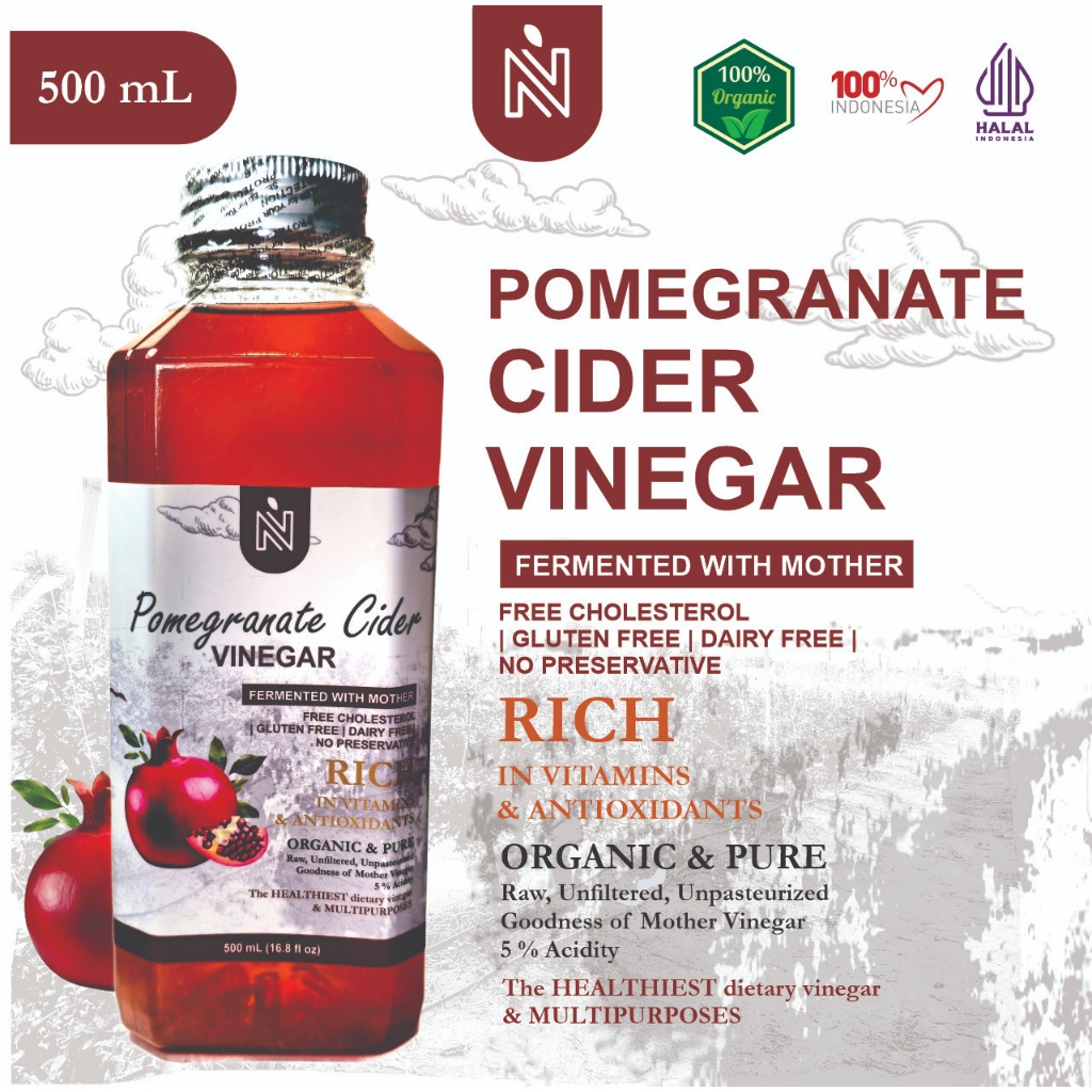

BENUTRIVA Cuka Delima 500 ml with Mother Endapan Probiotik / Pomegranate Cider Vinegar 500ml Bragg