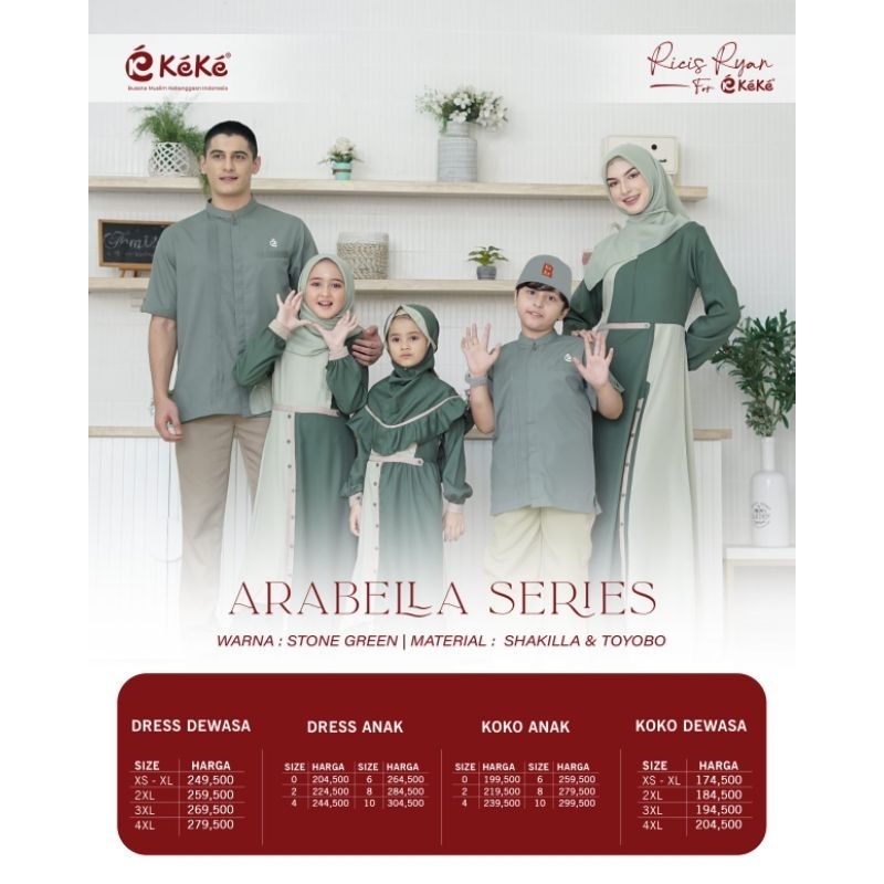 Sarimbit Premium Arabella Series by Keke|Sarimbit Lebaran|Gamsi Couple Ibu dan Anak|Gamis Kids Set K