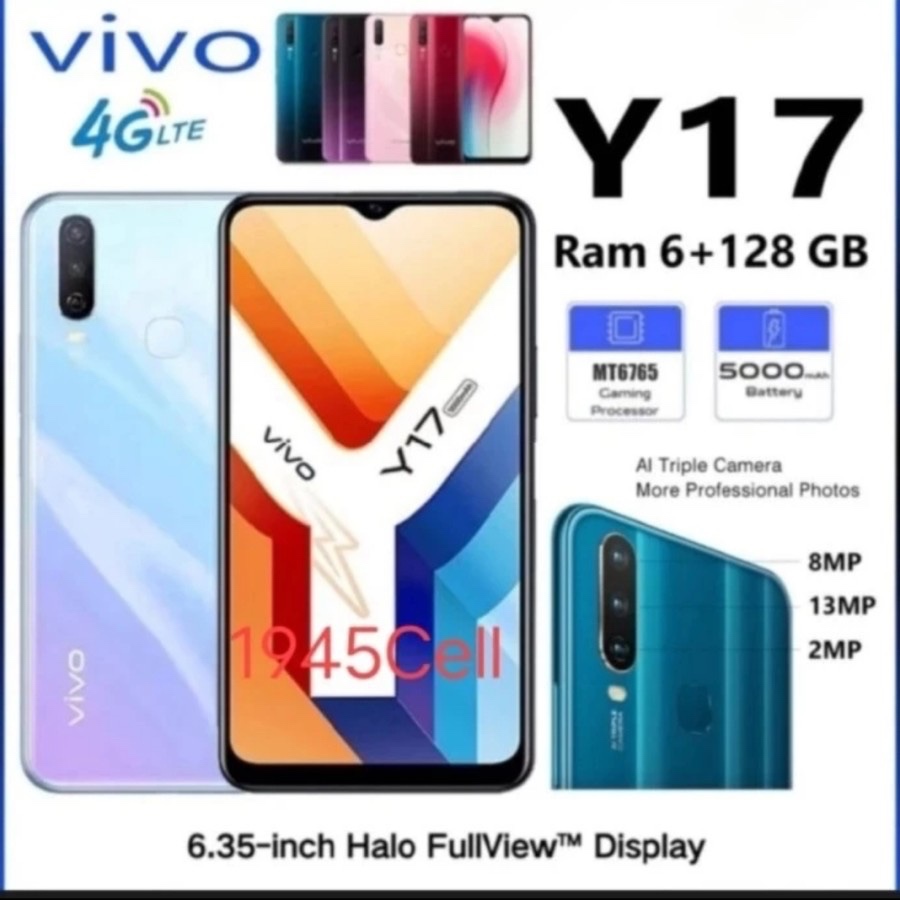 VIVO Y17 SMARTPHONE RAM 8/256 GB HD Android Bluetooth Smartphone- - Biru Muda, 8+256GB