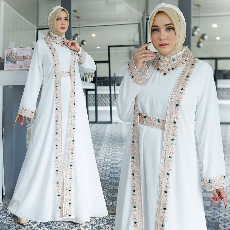 READY ✓✓ KAFTAN JASMIN || KAFTAN BORDIR MEWAH SET TURBAN DAN IKAT PINGGANG // KAFTAN EDISI LEBARAN 2