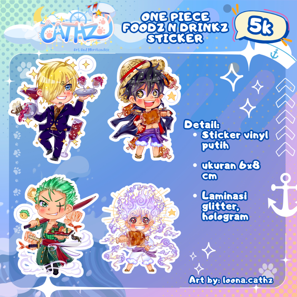 

[CATHZ] One Piece FOODZ N DRINK stiker