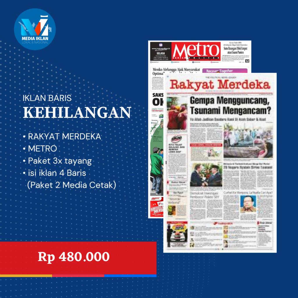 IKLAN KORAN KEHILANGAN BPKB STNK AJB SHM PAKET 3x TERBIT