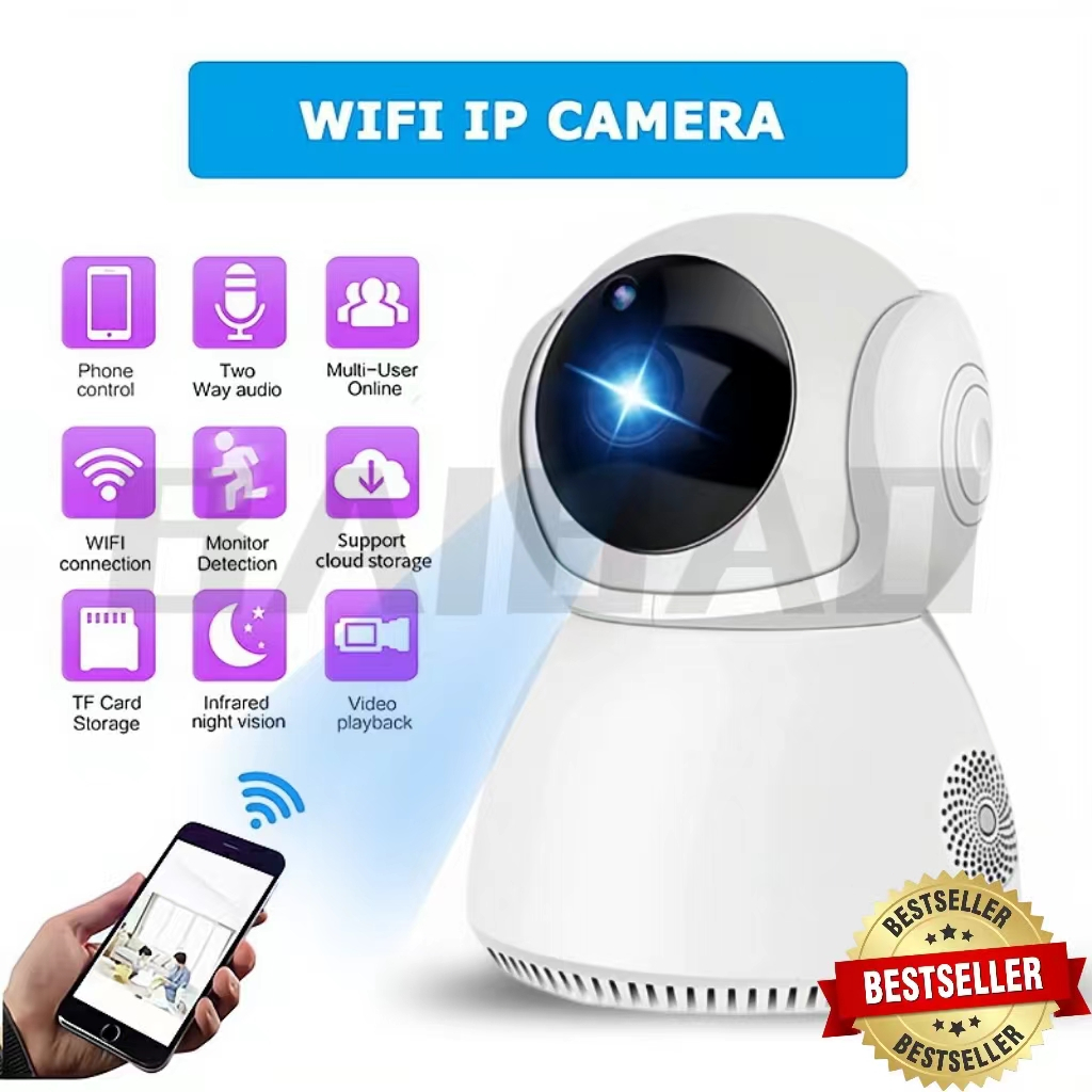 BAIBAO Cctv Q9 V380 Pro HD IP Camera Mobile Tracking 360° Panoramic View Full Color Night Vision Sec