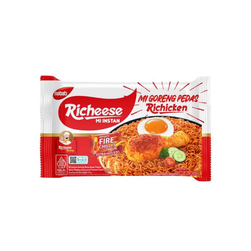 

[ 5 Pcs ] Nabati Richeese Mi Goreng Instan Pedas Richicken 77gr