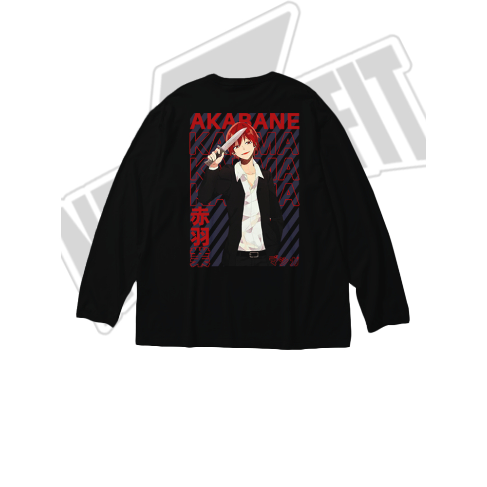 Kaos T shirt Distro Anime Pria Lengan Panjang KARMA AKABANE KORO SENSEI ANSATSU KYOUSHITSU Jepang Ma