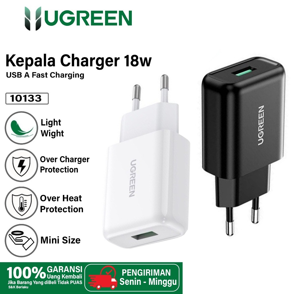 UGREEN Kepala Charger iPhone Fast Charging USB A 18W QC 3.0
