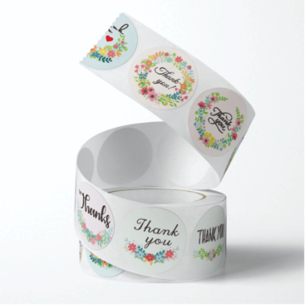 

isi (500 Pcs) Stiker Label Thank You Roll / Stiker Terima Kasih / Stiker Label Colorfull / Stiker Kartun