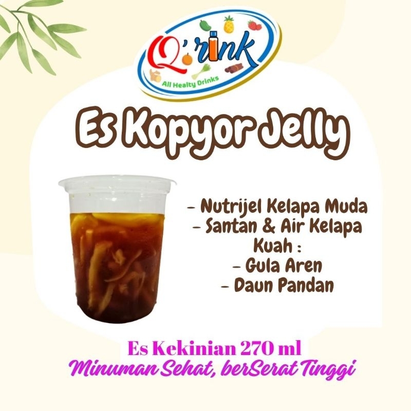 

Q'rink Es Kopyor Jelly-Minuman Buka Puasa-Sehat Segar Enak Nikmat-Nutrijel Berserat Tinggi-Gula Aren Daun Pandan