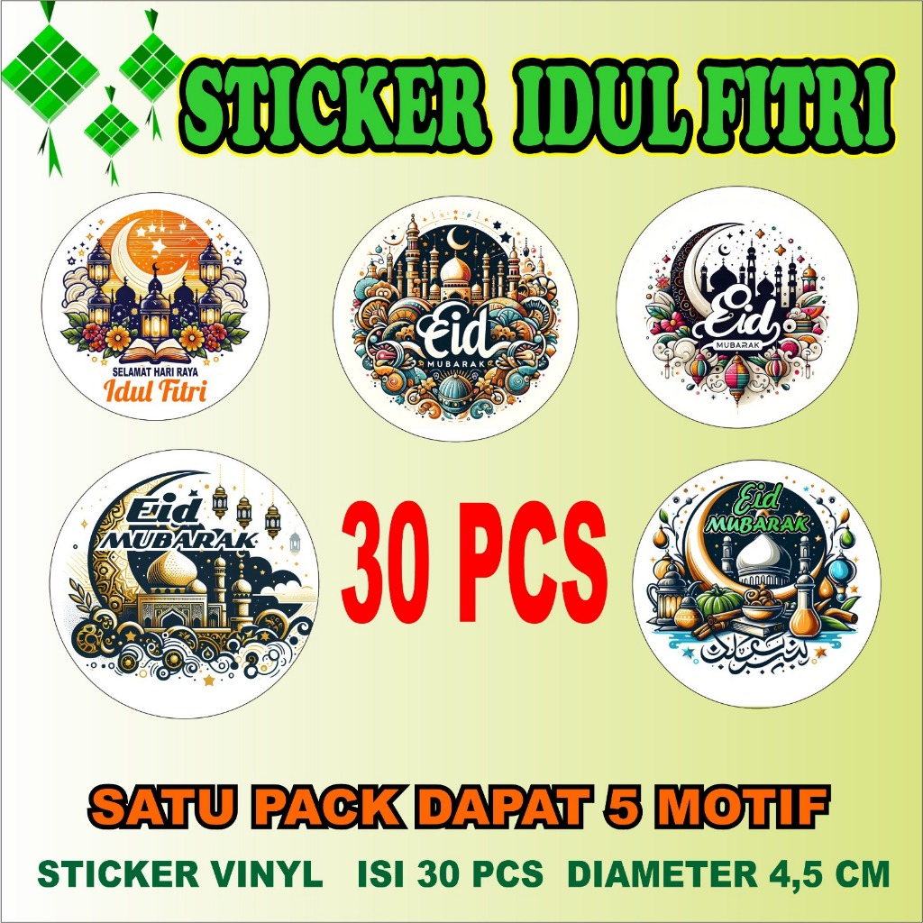 

STIKER EDISI IDUL FITRI (1 Pack isi 30 pcs 5 Macam ) STIKER HAMPERS - STIKER BULAT IDUL FITRI - Model Terbaru