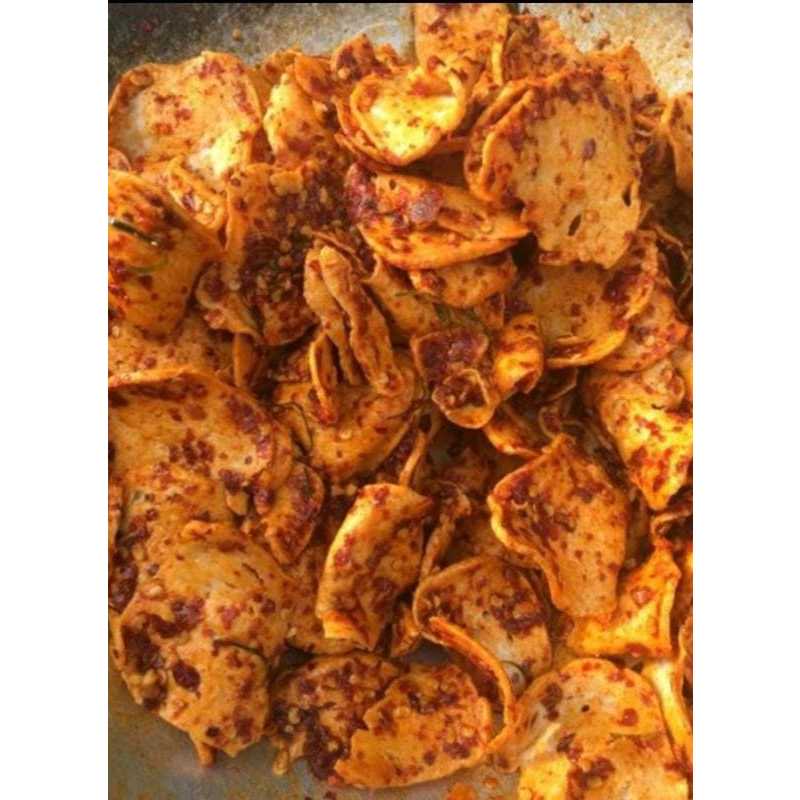 

Basreng kripik/Basreng bulat/Basreng koin 500gram pedas gurih daun jeruk/original gurih daun jeruk