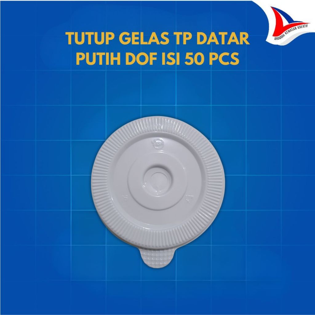 Tutup Gelas Tp Datar Putih Dof / Tutup Gelas Plastik Diameter 9cm Isi 50 Pcs