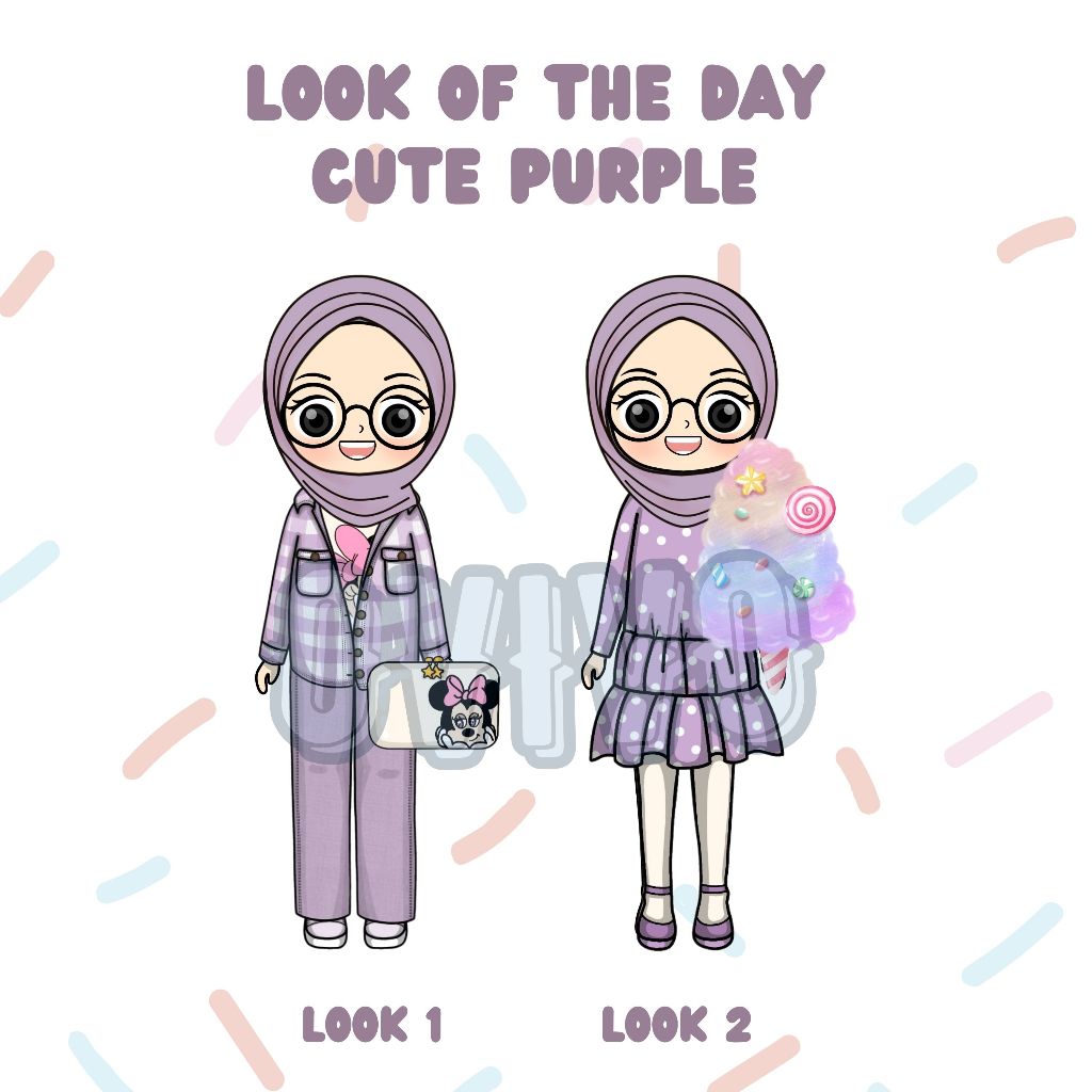 [Cute Purple] Premium Hijab dan non hijab Bp bpan mainan orang orangan kertas jadul lebih modern dan