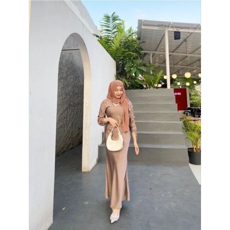 DRESS DARLA SILK SATIN SERUT LONG DRESS