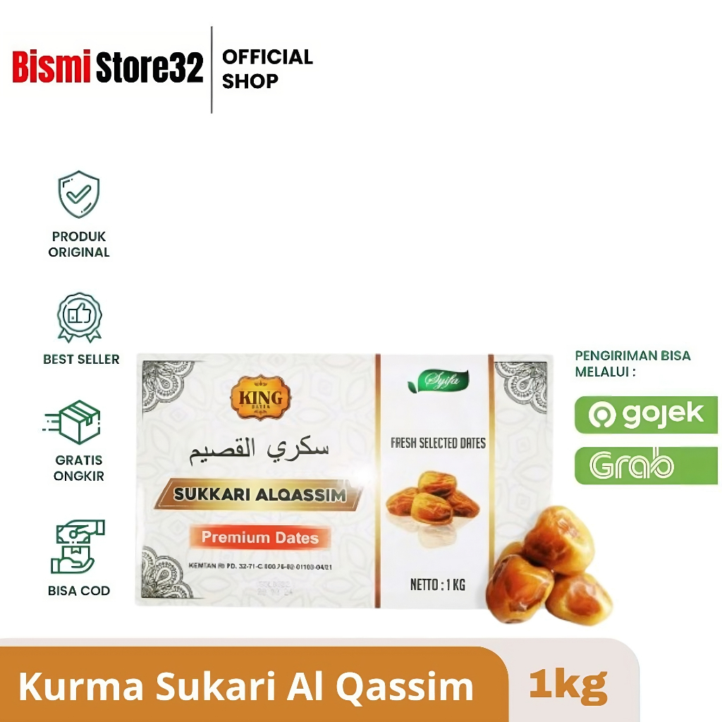 

Kurma Sukari Al Qassim Premium 1kg - Kurma Sukari Premium 500gr Original