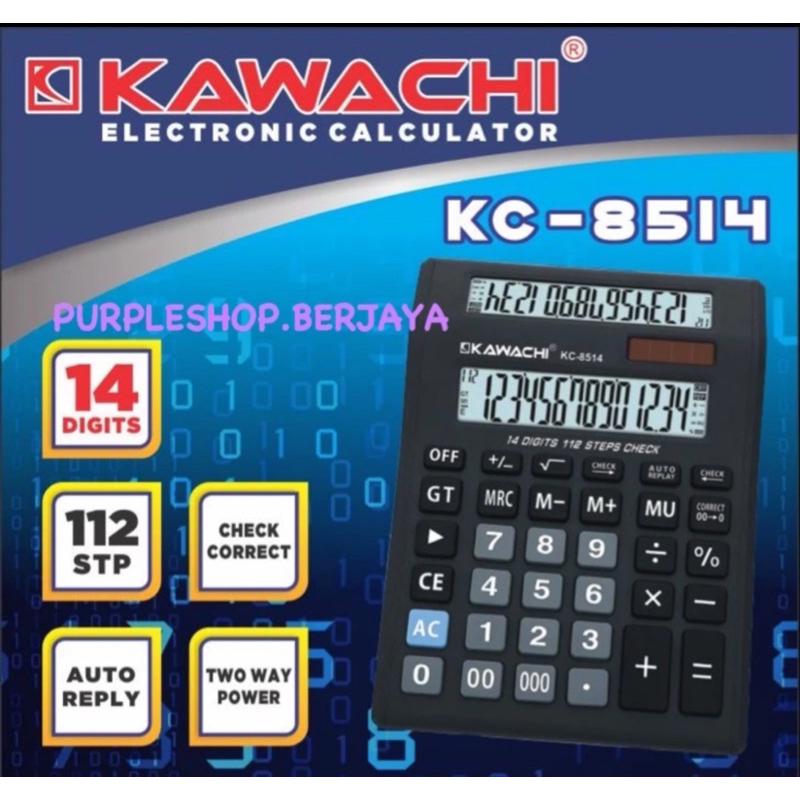 

Kawachi Kalkulator 14 Digit 2 Layer KC 8514 Calculator 14 Digit