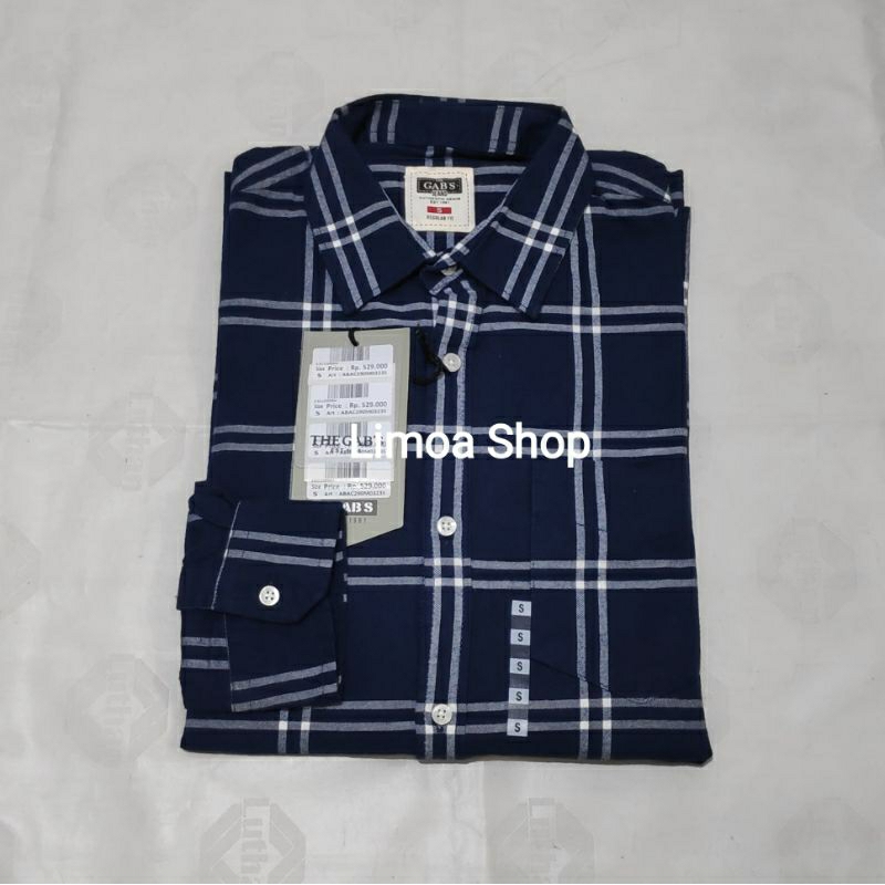 Kemeja GABS Regular Biru Kotak Lengan Panjang Full Tag GBS 01
