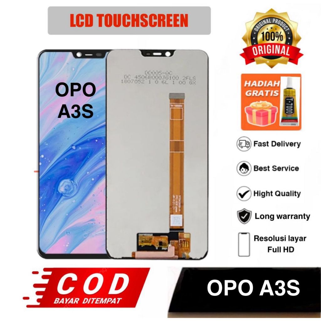 LCD TOUCHSCREEN OPPO A3S FULLSET ORIGINAL + LEM