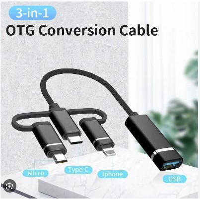 KABEL OTG 3IN1 ( IPHONE / TIPE C / MICRO) OTG Kabel 3 in 1