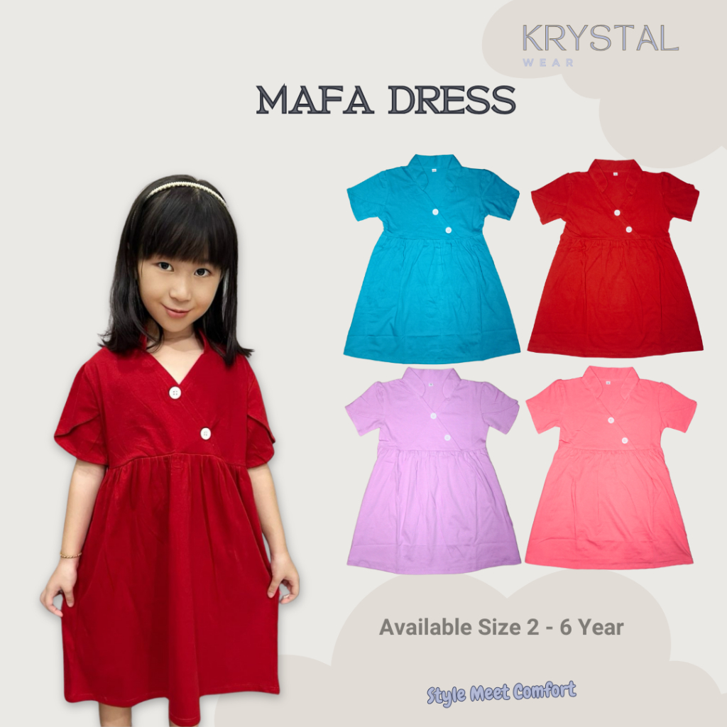 Krystal - Mafa Dress Anak Perempuan - Baju Anak - Katun - 2-6 Tahun