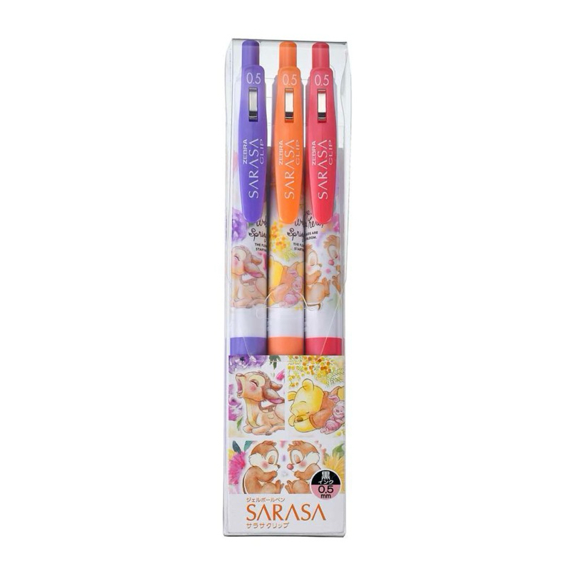 

Zebra Sarasa x Disney Store Exclusive 0.5mm Set 3pc Limited Edition Bambi Chip and Dale Pooh Piglet