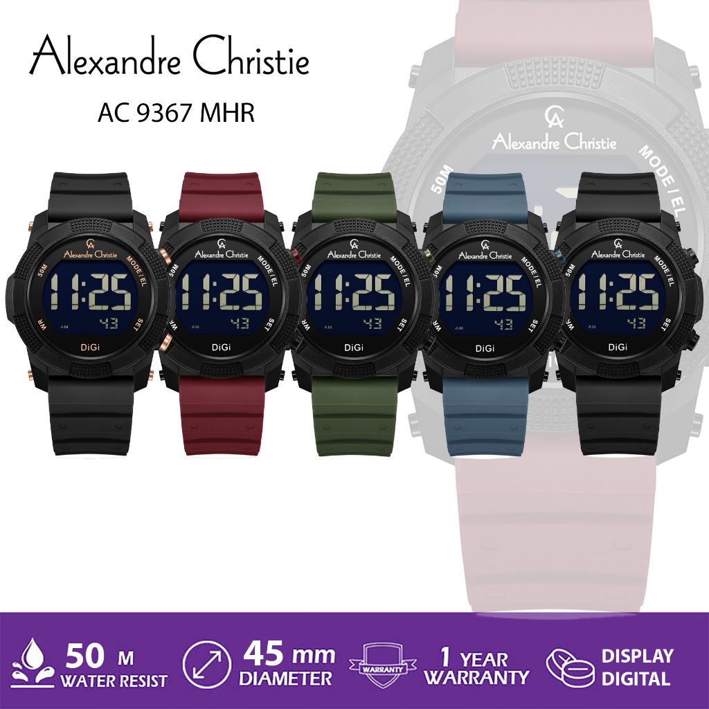 JAM TANGAN PRIA ALEXANDRE CHRISTIE AC 9367 / AC9367 DIGITAL RUBBER ORIGINAL