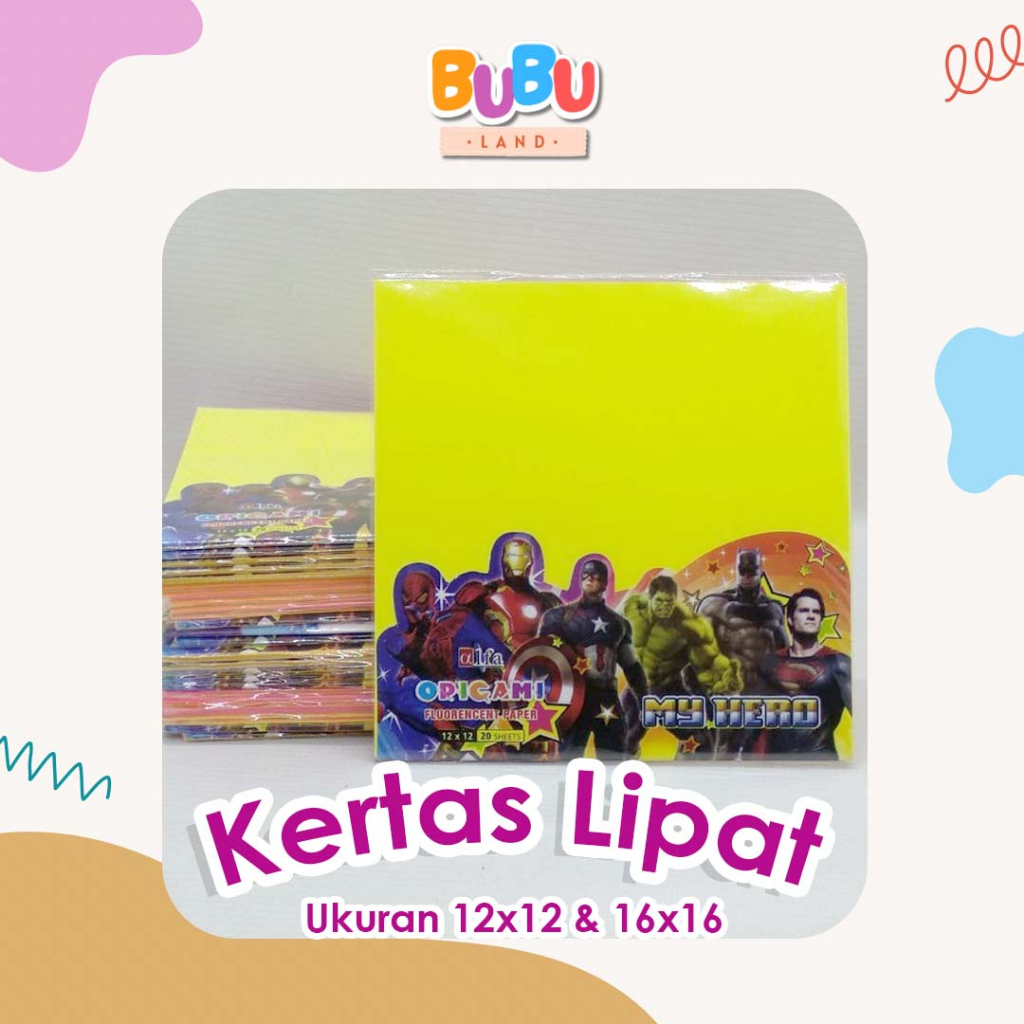 

ORIGAMI KERTAS LIPAT 2 SISI (20LEMBAR) Fluorescent Papers / Kertas warna origami Ukuran 16x16 cm 12x12 cm