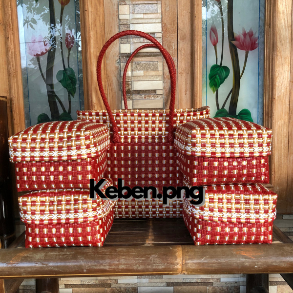tas anyaman bali  tas anyaman keben jali premium/ Set keben isi 4 besek bambu