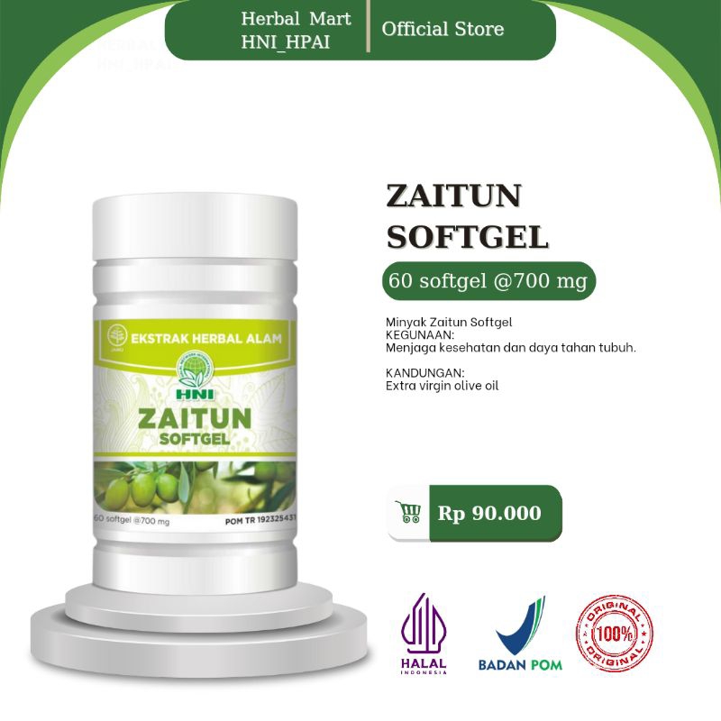 Herbal Mart _ HNI.HPAI (100% Produk Original) Zaitun Softgel HNI_HPAI isi 60 softgel untuk Menjaga k