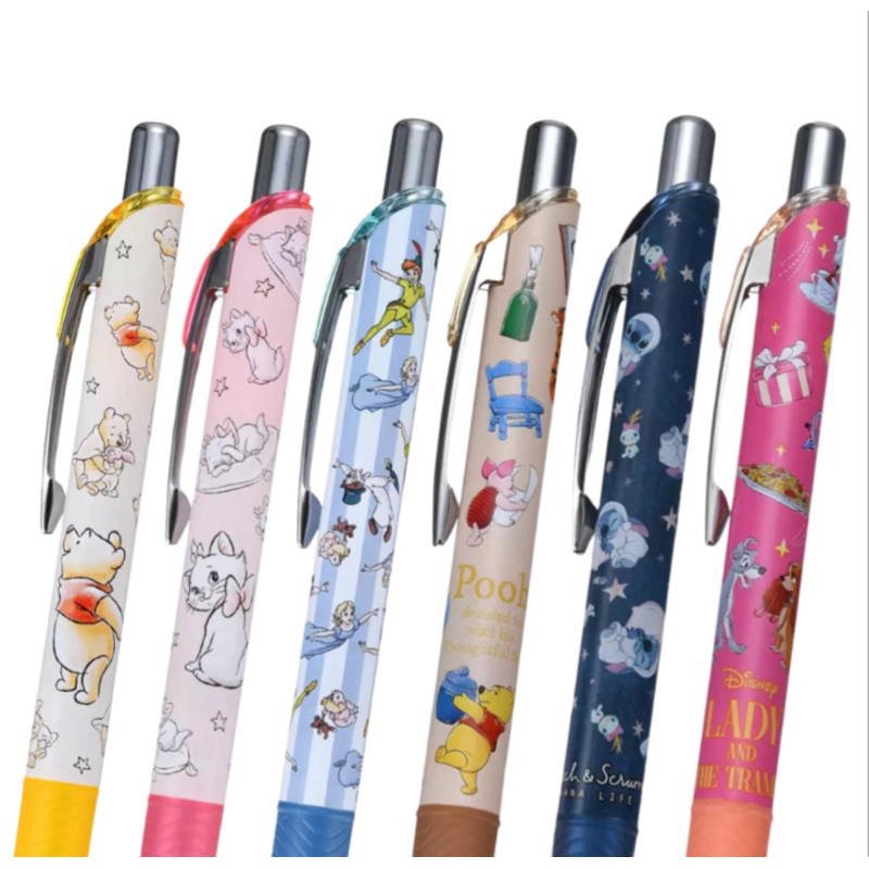 

Pentel EnerGel Disney Stitch Donald Peter Pan Pokemon Pikachu Tinkerbell The Aristocats Marie Rapunzel Lady and the Tramp Aliens Ariel Chip n Dale Pooh Nightmare before Christmas 0.5mm Disney Store Exclusive Gel Ink Pen Limited Edition