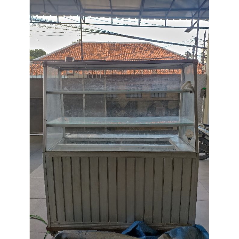 Meja Etalase Kaca Makanan Warung Kedai Makan Bekas