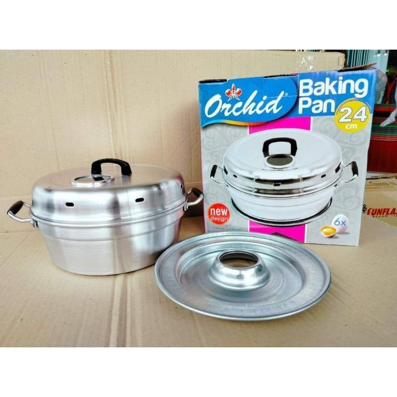 Baking Pan Orchid 24cm Untuk 6 Telur Bahan Stainles Steel / Alat Pengukus Kue Bolu