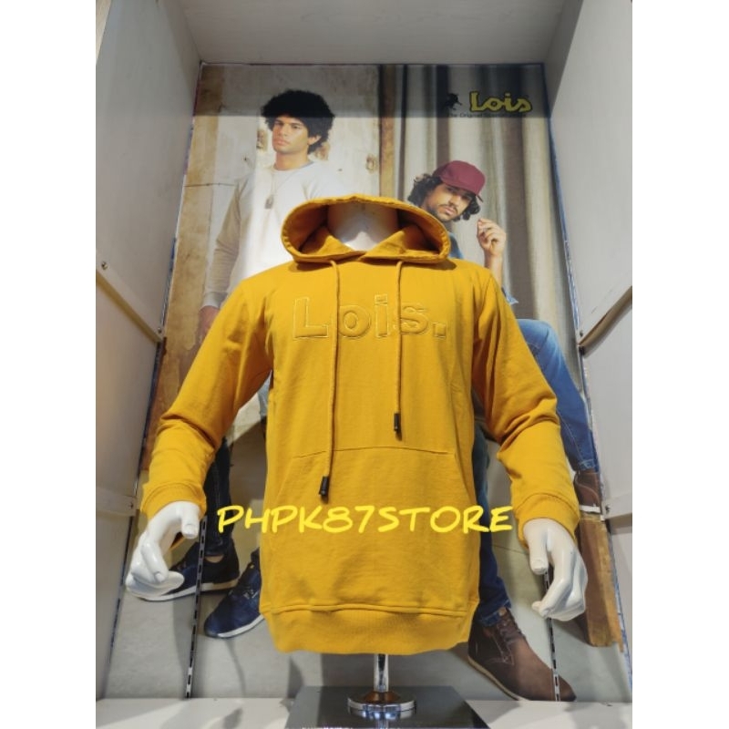 LOIS JEANS HOODIE PANJANG PRIA, HOODIE DETAIL LOGO PRINT ORIGINAL
