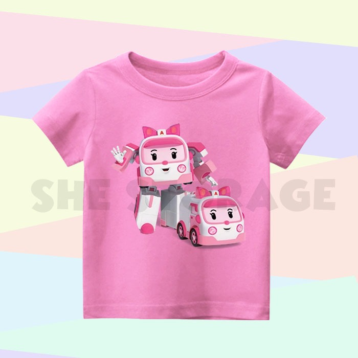 BAJU ANAK KAOS ANAK ROBOCAR POLI KARAKTER AMBER ATASAN UNISEX ROBOCAR POLI