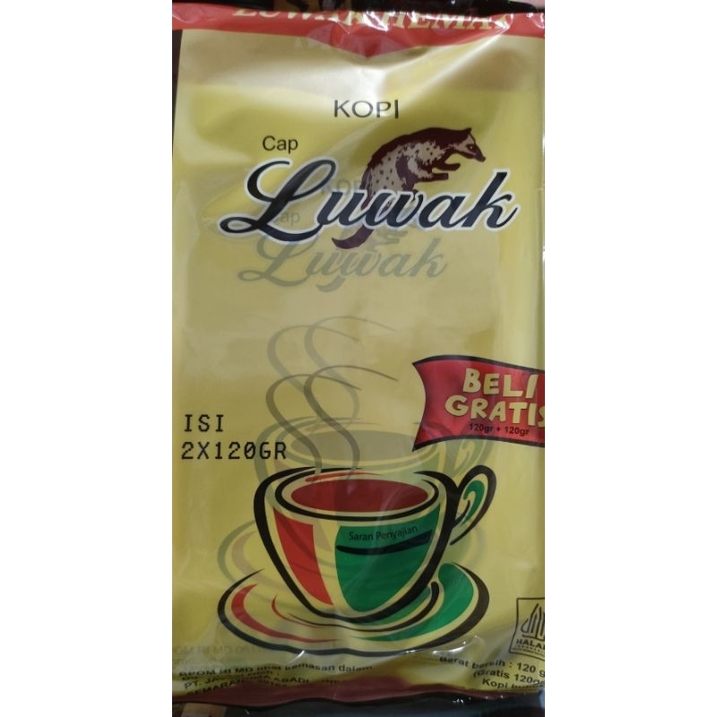 

kopi luwak hemat beli 1 gratis 1, netto 120+120 ED 14 Juli 26