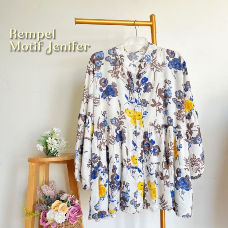 Blouse Rempel Motif Bunga lucu Ld 120 Rayon premium Terbaru