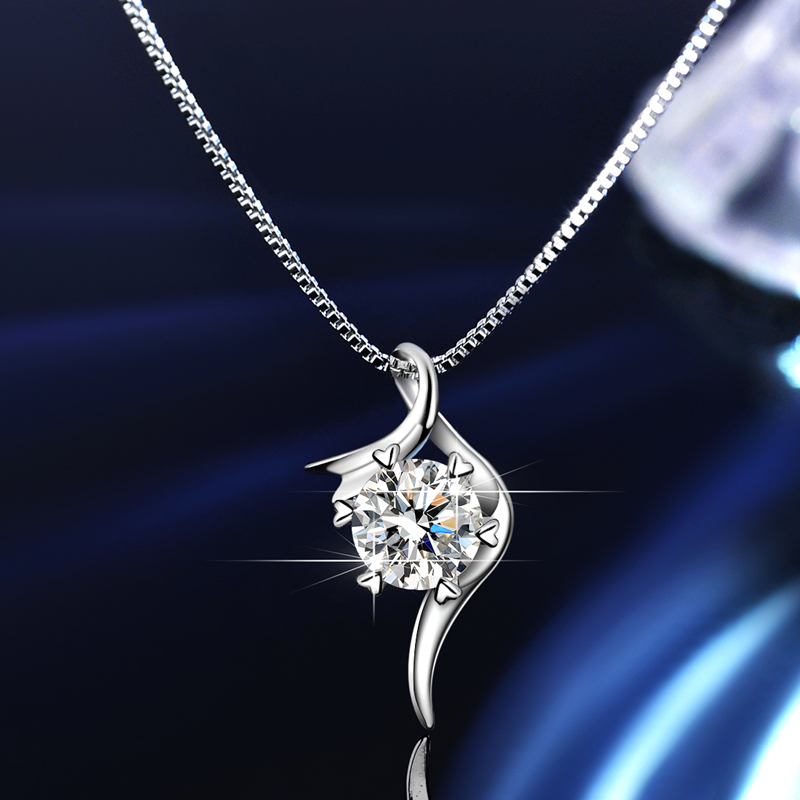 Kalung Moissanite Perak Asli 925 Kalung Wanita Berlian Sertifikat GRA Liontin Hadiah Ulang Tahun