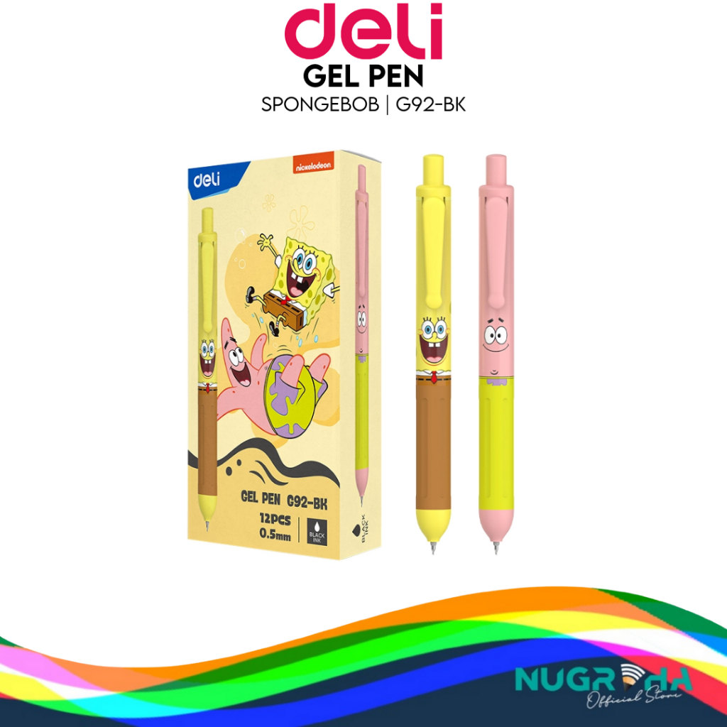 

BALLPOINT GEL PEN PENA PULPEN DELI G92 0.5 MM SPONGEBOB