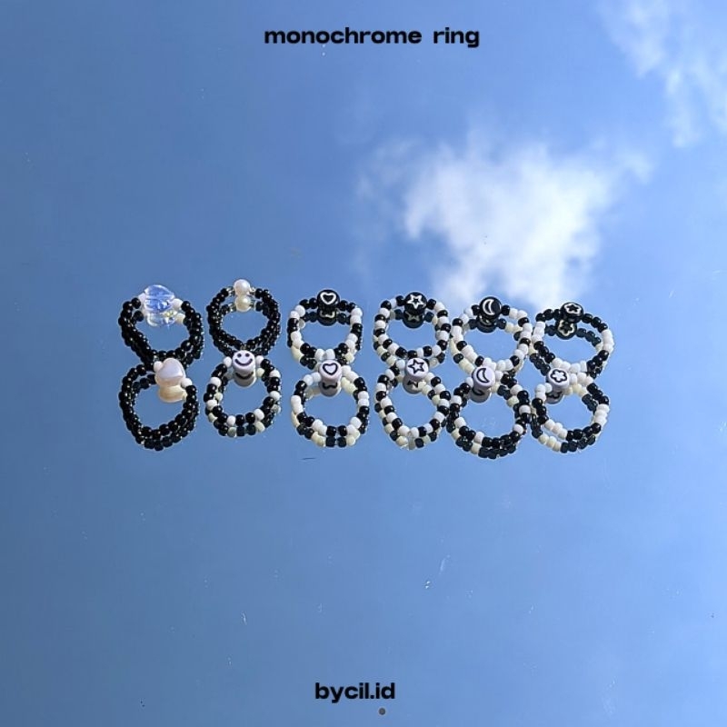 bycil.id monochrome ring | cincin manik | beads ring | cincin aesthetic