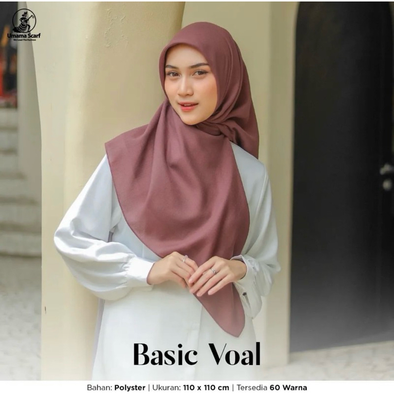 SQUARE BASIC VOAL ORI UMAMA SCARF TERMURAH / SEGIEMPAT VOAL POLOS PREMIUM JAHIT TEPI